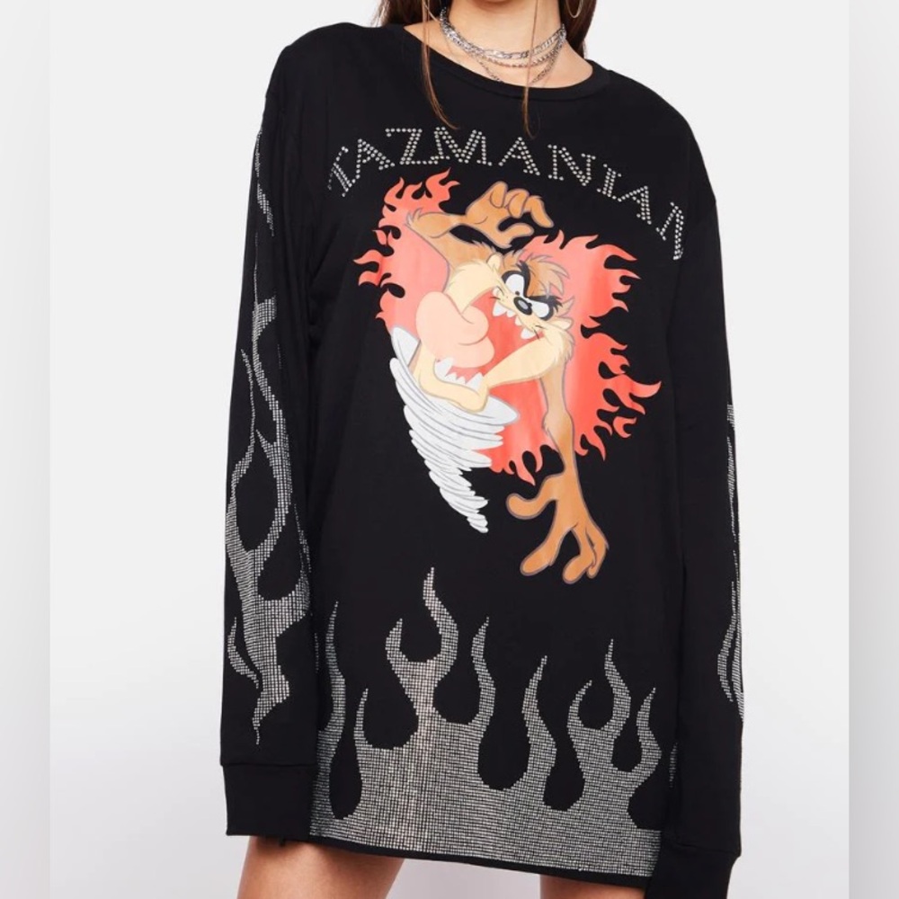 Dolls Kill Major Cat-Taz-Trophe Graphic Tee / S / Black / model is wearing S